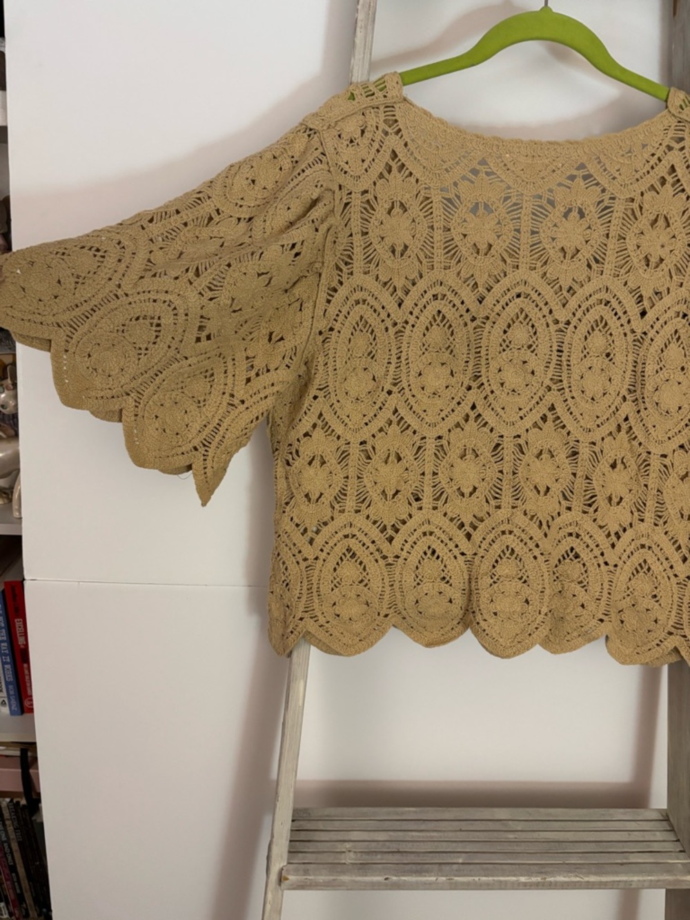 Solitaire large Crochet Crop Top in Tan, festival, whimsical, cottage-core - Picture 8 of 8
